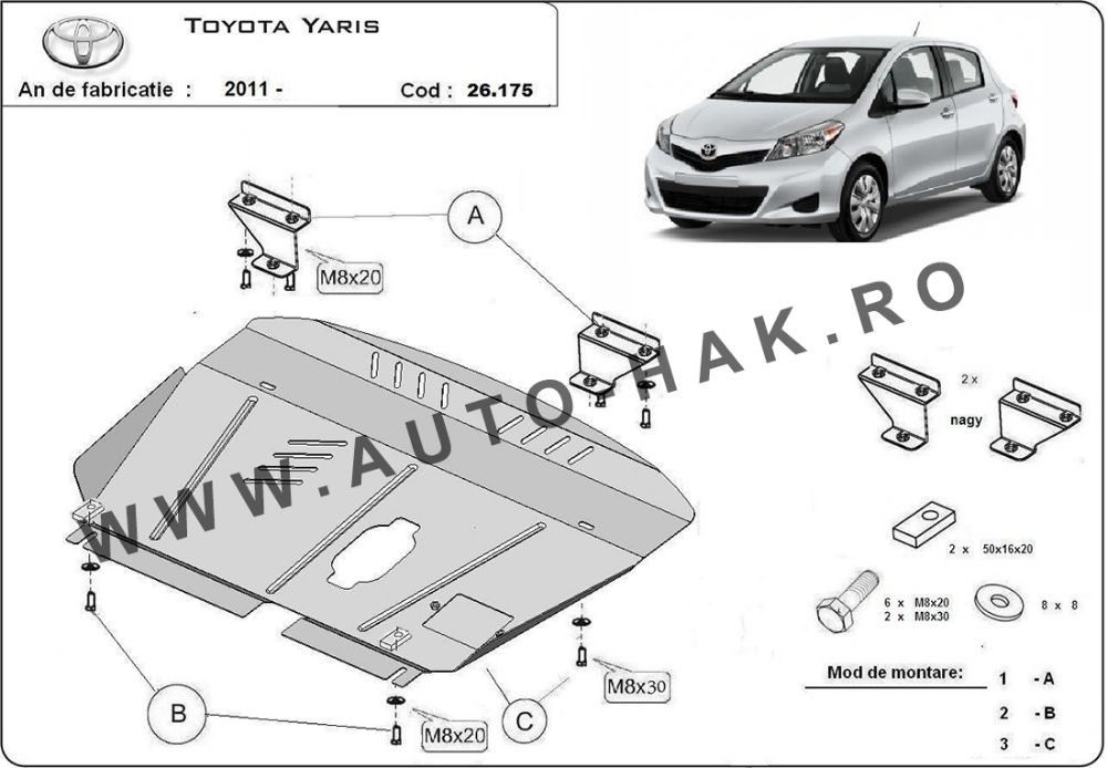 Scut motor metalic Toyota Yaris 2011 -2020