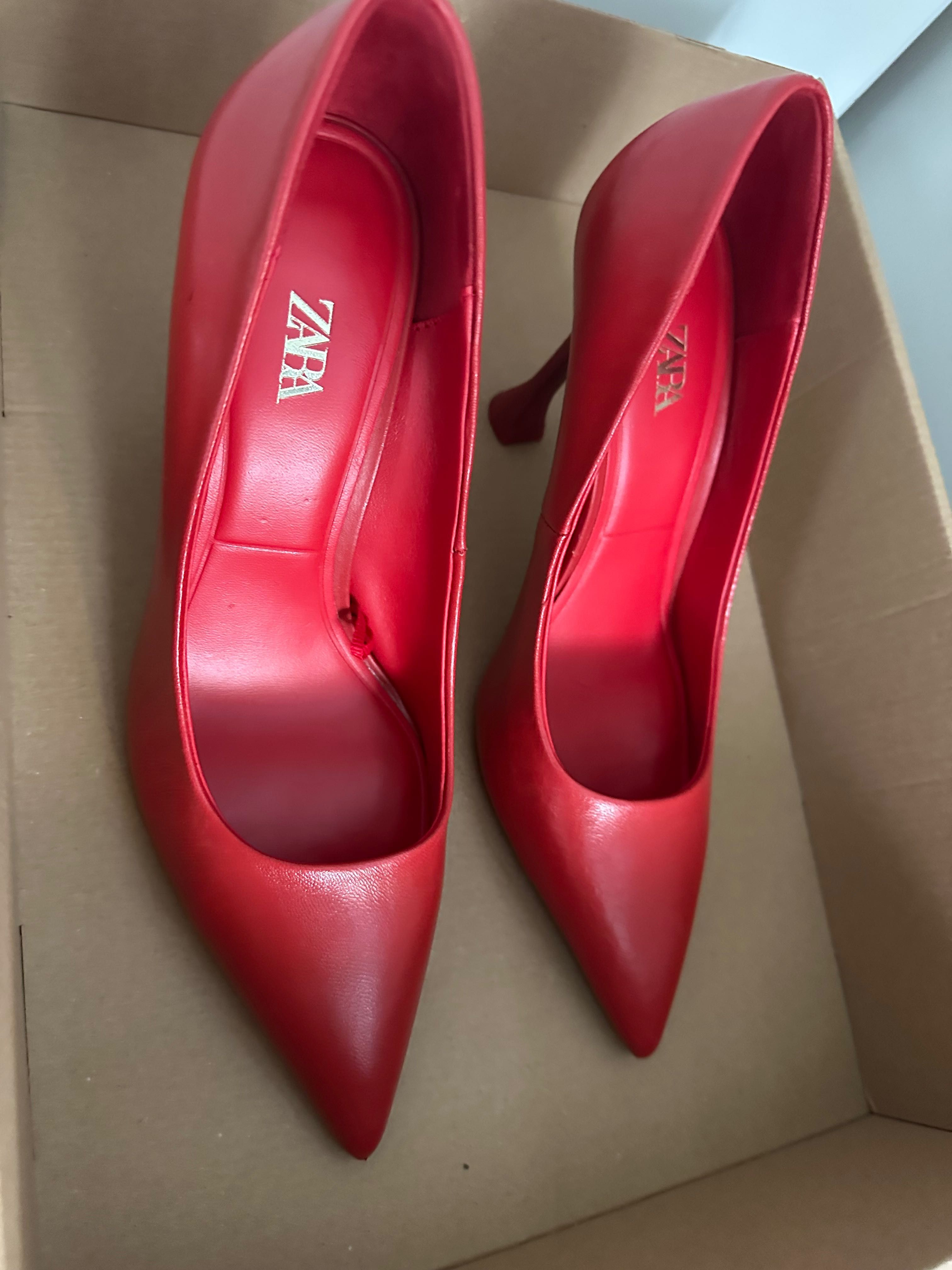 Червени обувки Зара Zara с токче