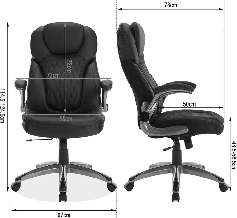 Офис стол WOLTU, стол с висока облегалка и подлакътници с люлеене