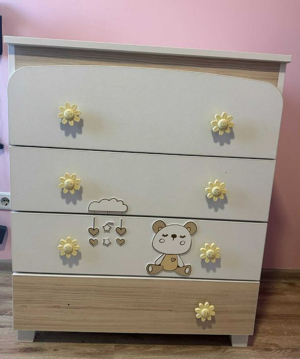 Детска кошара 3 в 1 + матрак, скрин + 2 гардероба