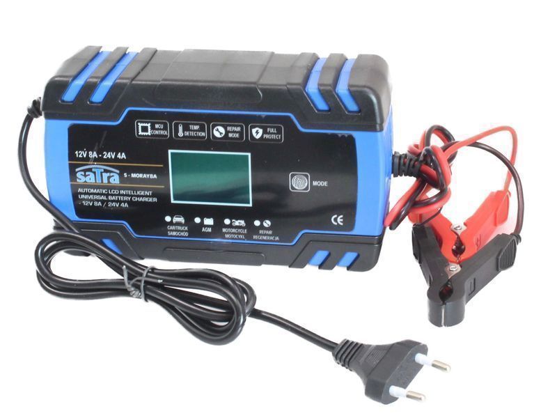 Акумулаторен токоизправител с lcd цифров дисплей 12v 8a 24v 4a