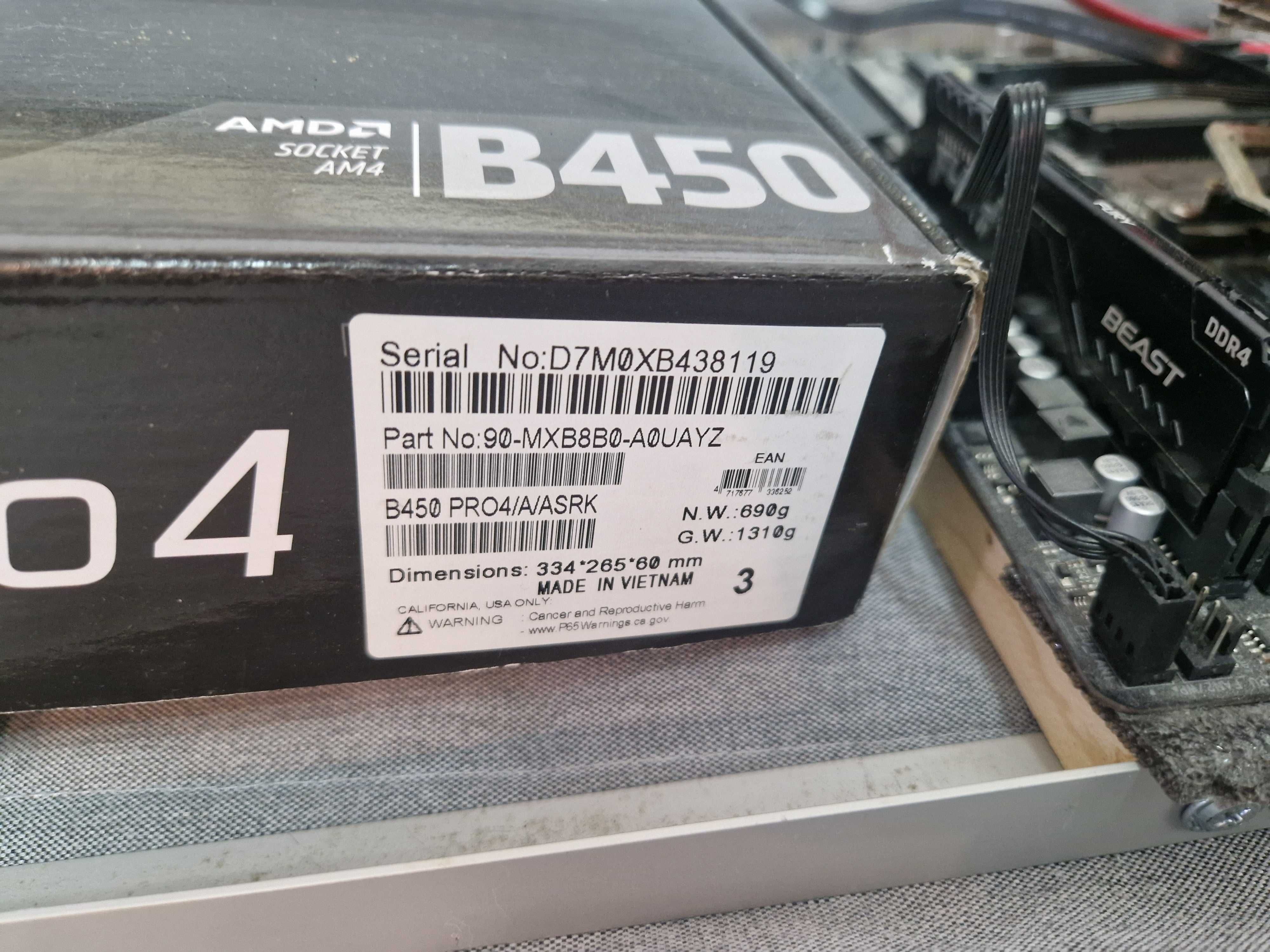Rig mining crypto Asus B450 pro 4 ryzen 2 risere