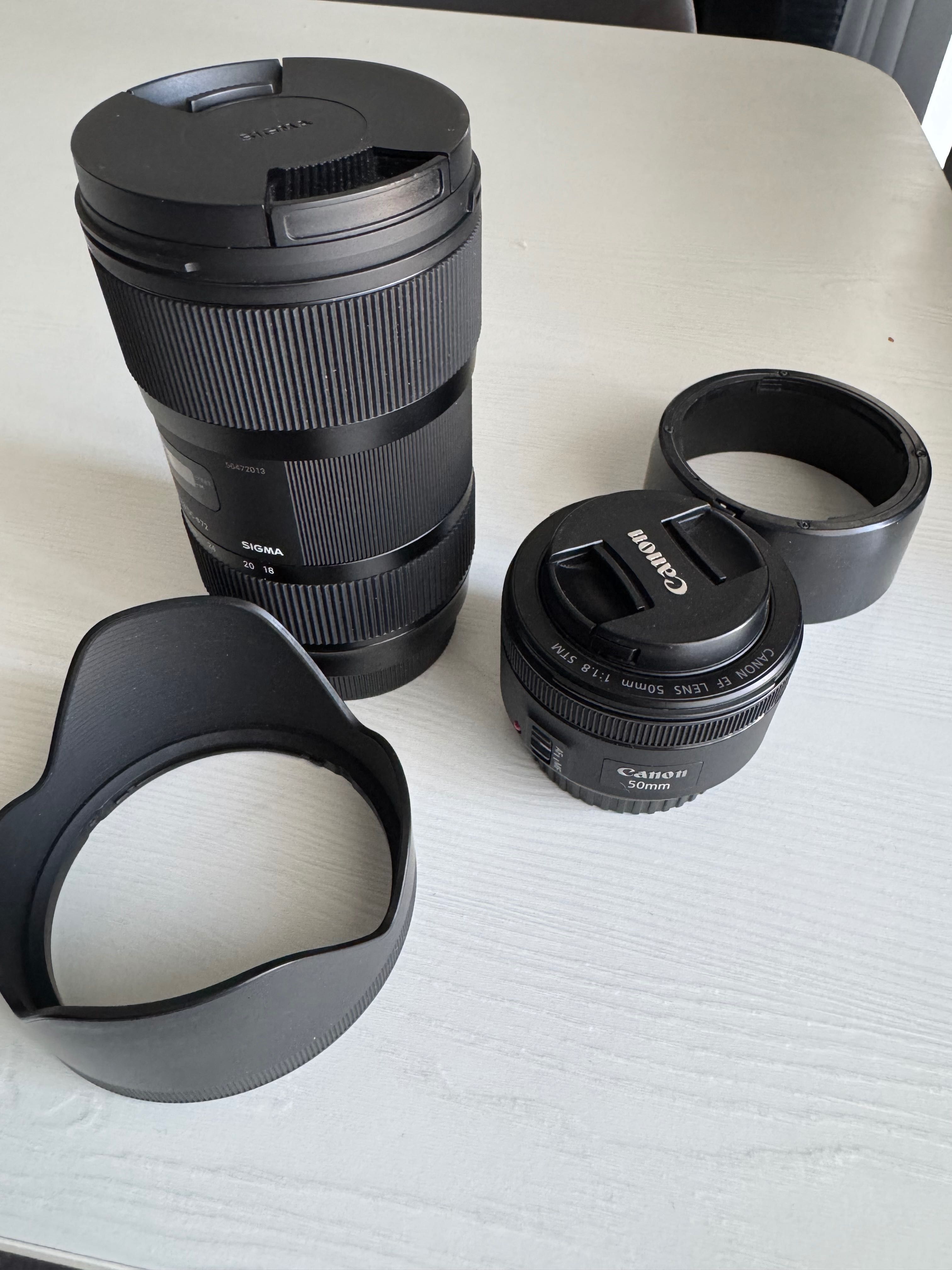 Sigma 18-35mm Art, Canon 50mm STM EF, Переходник