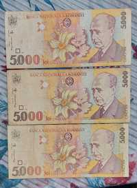 Vand 3 bacnote de 5000 lei