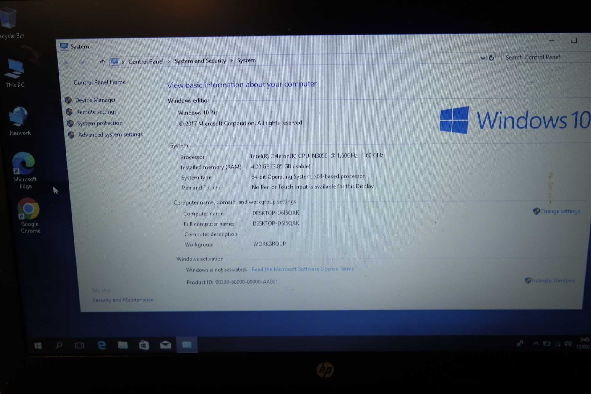 Laptop HP Intel Celeron N3050