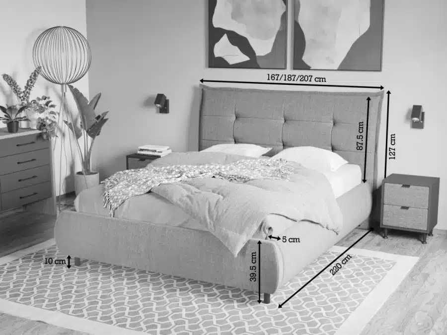 Pat Tapitat Axel Gri Eden 18 somiera rabatabila si lada de depozitare