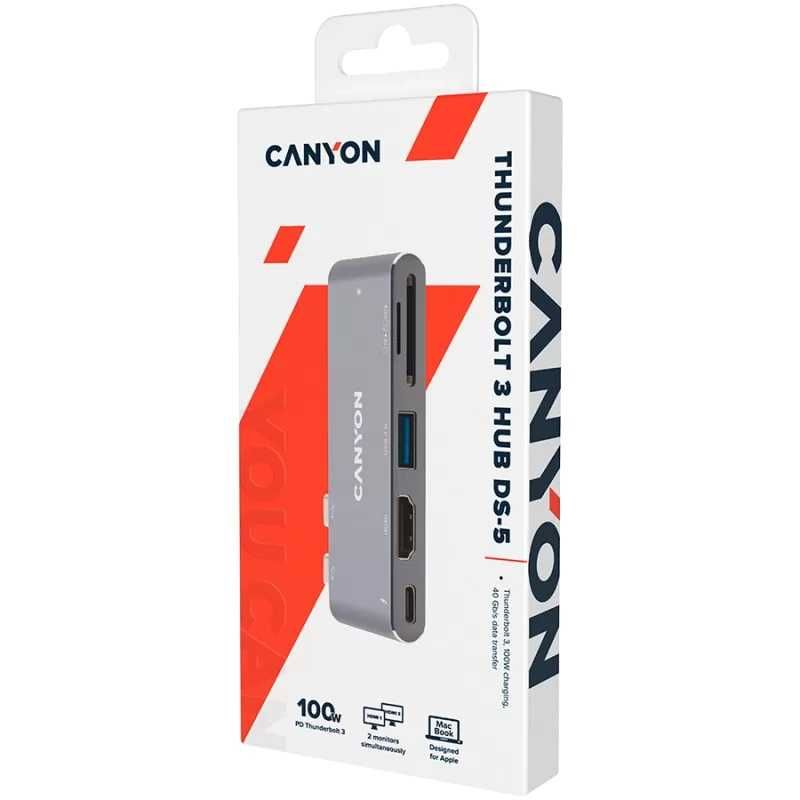 CANYON DS-5 докинг станция, Thunderbolt 3, HDMI,USB3.0... CNS-TDS05DG