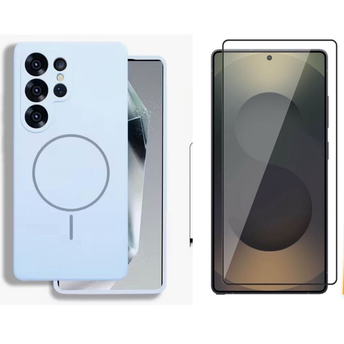 Husa Magsafe Liquid si Folie Sticla - Samsung S24/S25/PLUS/ULTRA