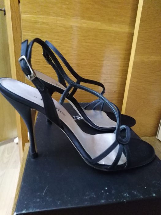 Sandale satin negru