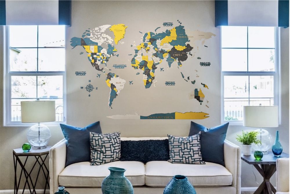 3D Карта на света от дърво