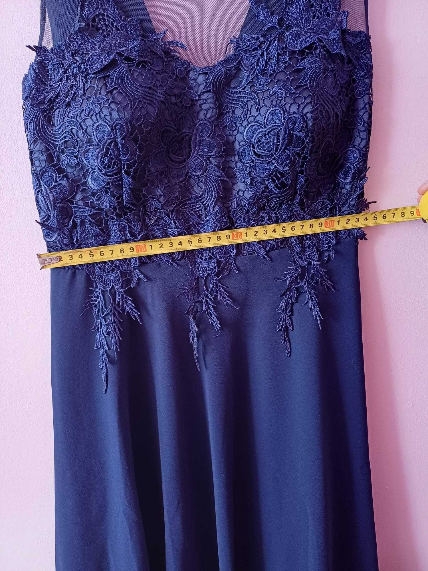 Rochie albastra scurta cu dantela