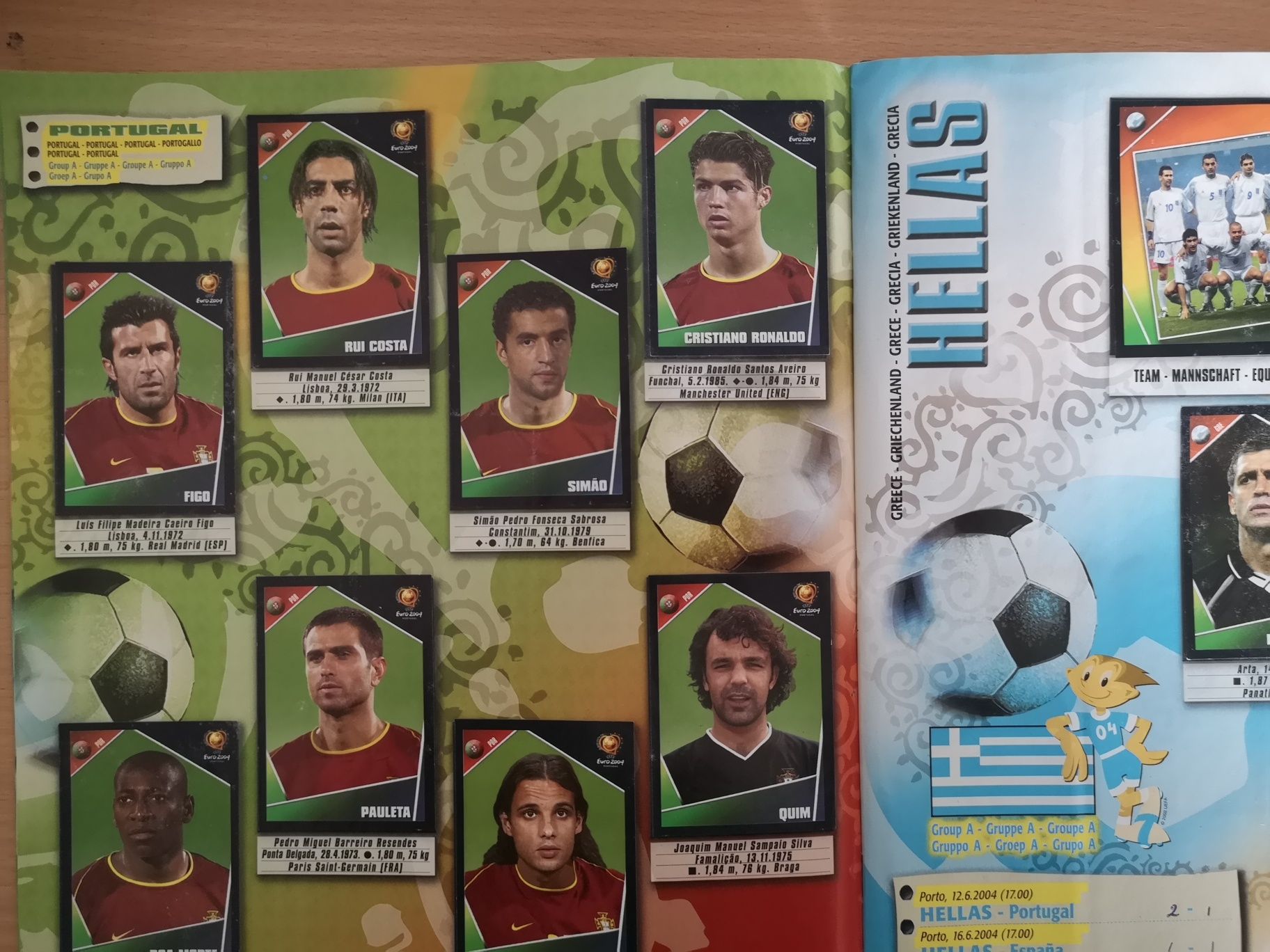 Panini album complet Portugalia 2004 Ronaldo varianta România plătită