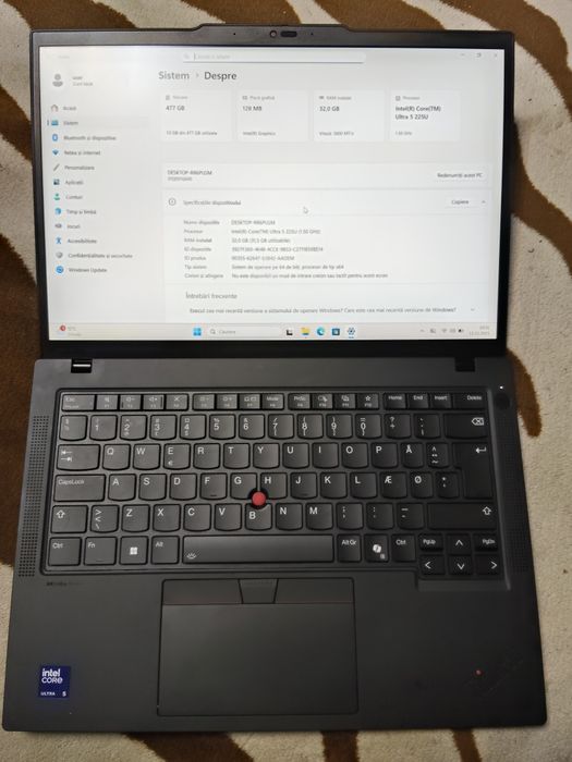 Laptop Lenovo Thinkpad T14 gen 6  core ultra 5-225u,32gb ddr5 ,ssd 256