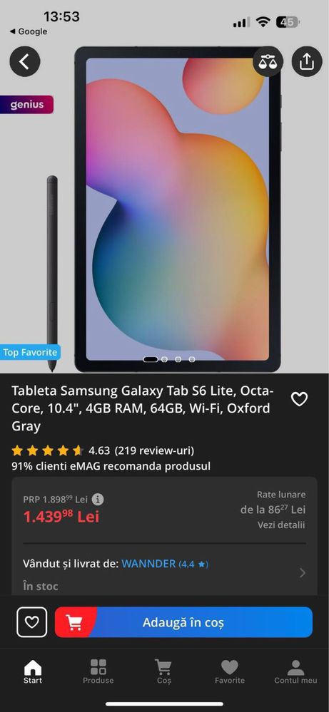 Samsung Tab S6 lite sigilata