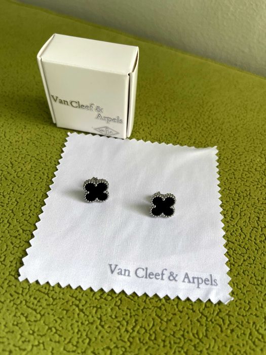 van cleef  сребърни обеци детелина