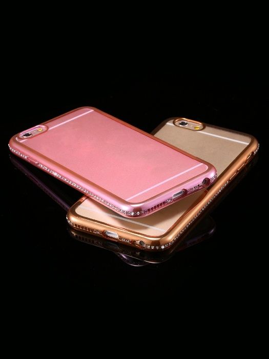 Husa Apple iPhone 6/6S, Elegance Luxury placata cu diamante Rose-Gold