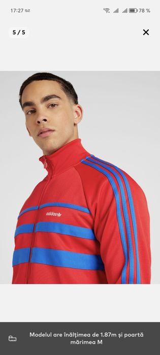 Bluza trening bărbat SIGILATA mărimea L ADIDAS ORIGINALS 3 stripes roș