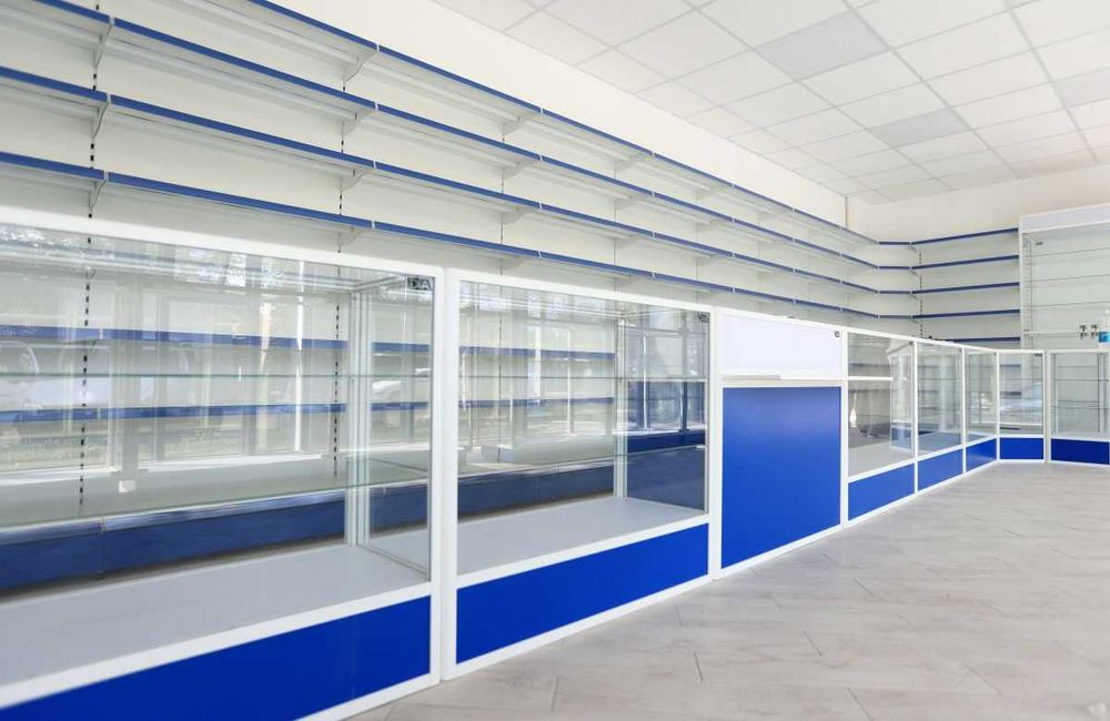 Oynaly prilavkalar, Акция, savdo uskunalari vitrinalar stellajlar