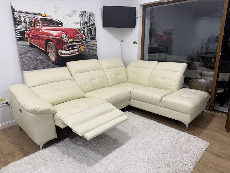 Canapea coltar cu recliner electric (piele naturala)