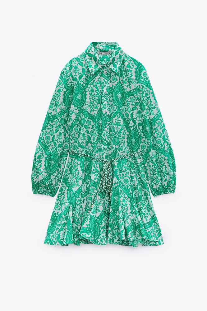 ZARA чисто нова лятна къса рокля в зелено
