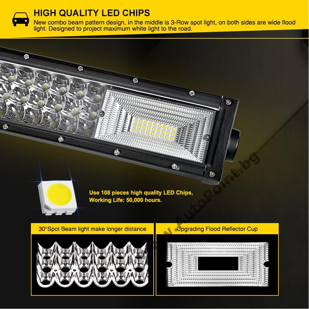 LED BAR Извит 270w 55см халоген