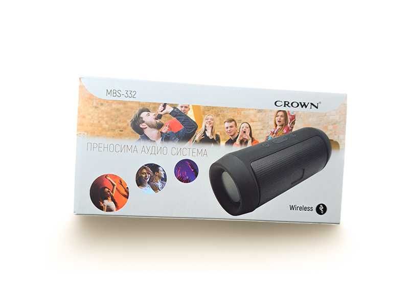 НОВИ! Bluetooth тонколонка с радио Crown