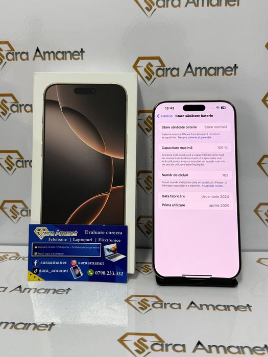 Iphone 16 Pro Max 256Gb ( baterie 100% ) Sara Amanet