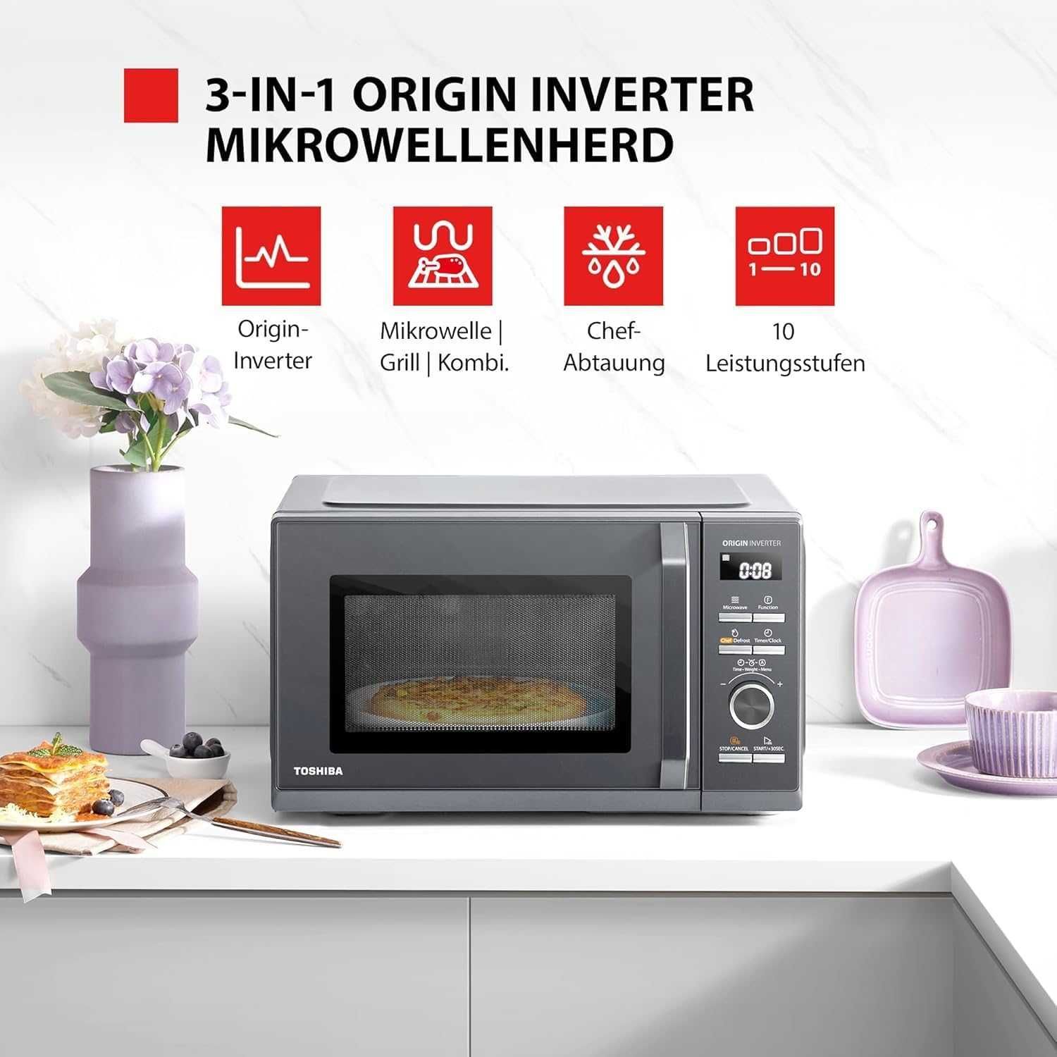 Инвенторна микровълнова печка Toshiba Origin MW3-AG25PFI(MG) 25L 900W