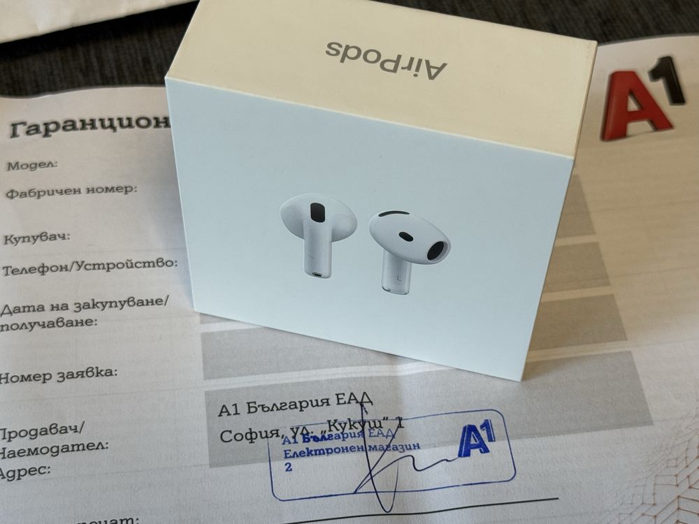 ЗАПЕЧАТАН Apple AirPods 4 A1 Гаранция до 2027 г. White