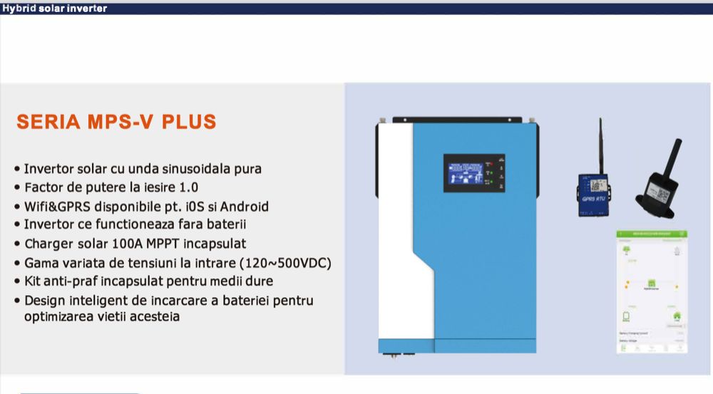 Invertor solar Offgrid 24V 3.5Kw 7Kw Sinus Pur Cu Regulator MPPT 100A