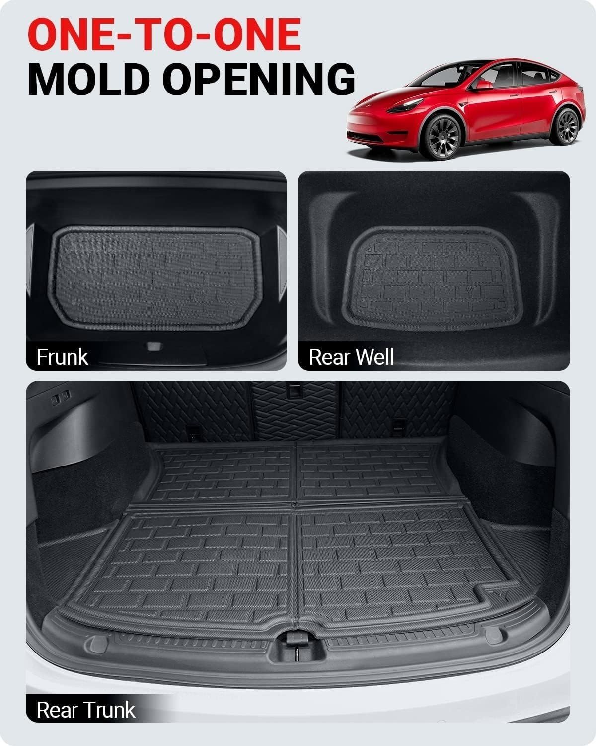 11 части 3D трислойни всезонни стелки и корита за Tesla Model Y