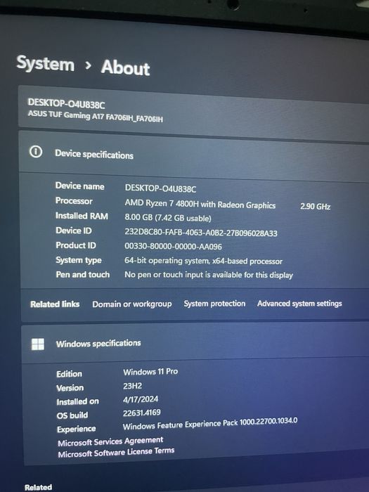 Vand Leptop Asus Tuf A17