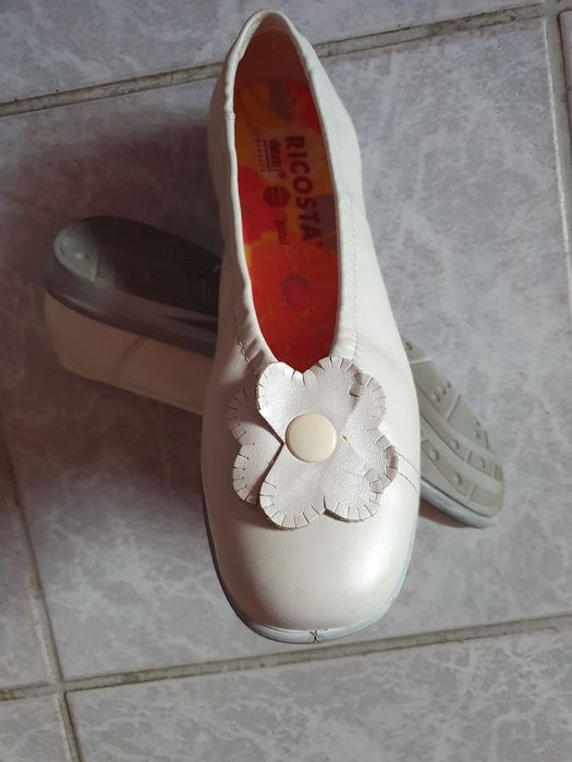 Balerini albi sidefii 38 piele naturala