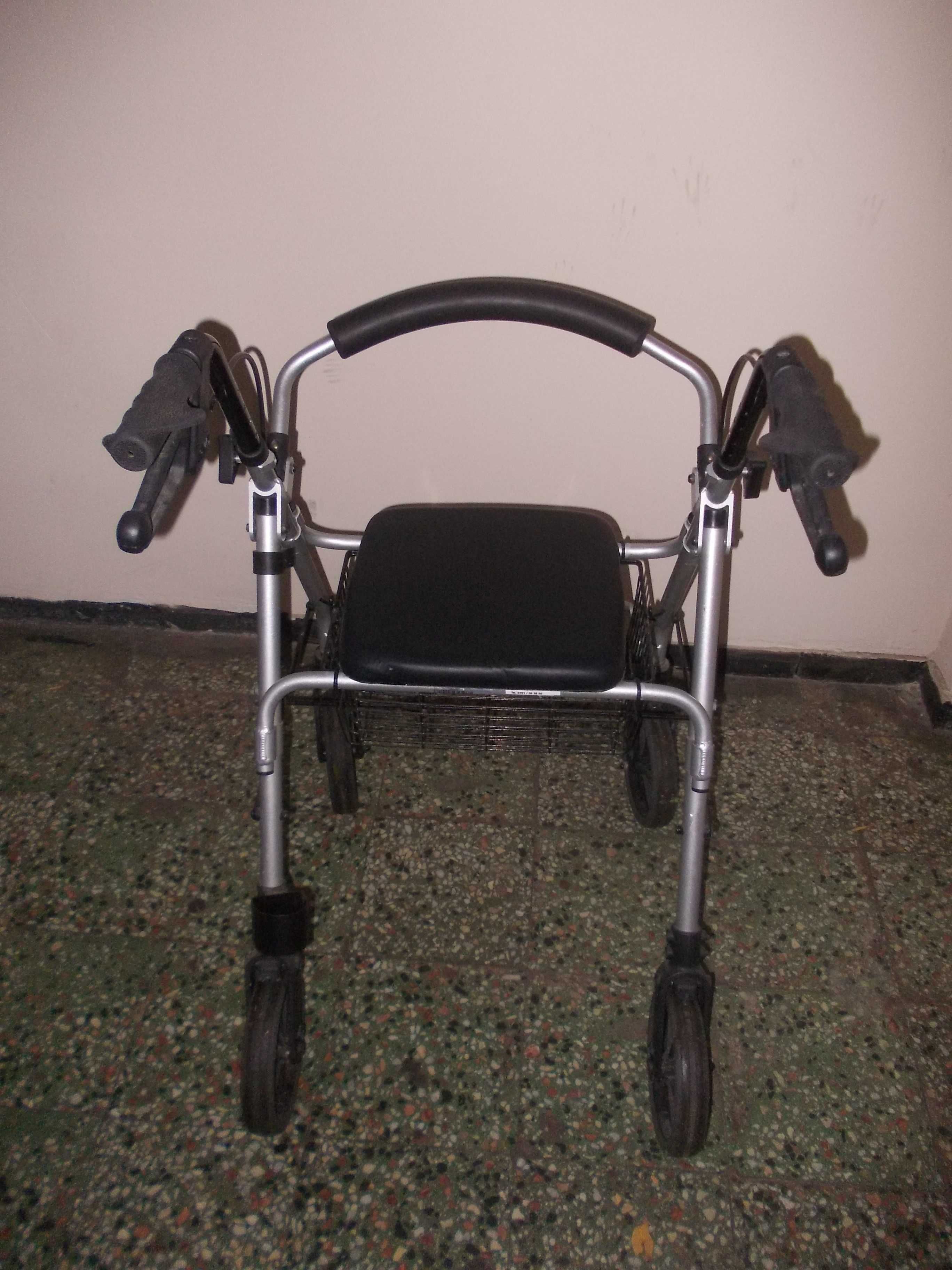 Cadru ajutor mers handicap scaun 4 roti frane rolator pliabil ALUMINIU