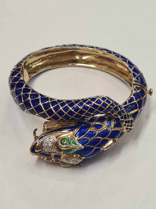 Bratara din aur galben de 14k cu email si diamante naturale, BRAU109