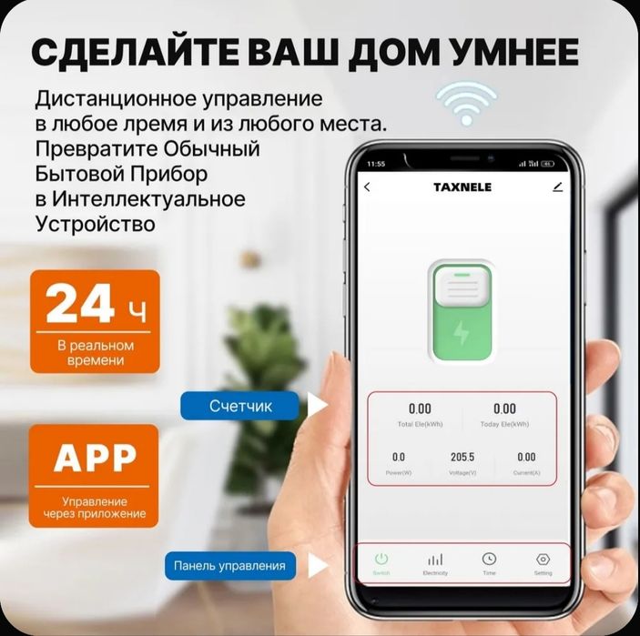 Умный автомат WIFI Tuya с мониторингом и защитой