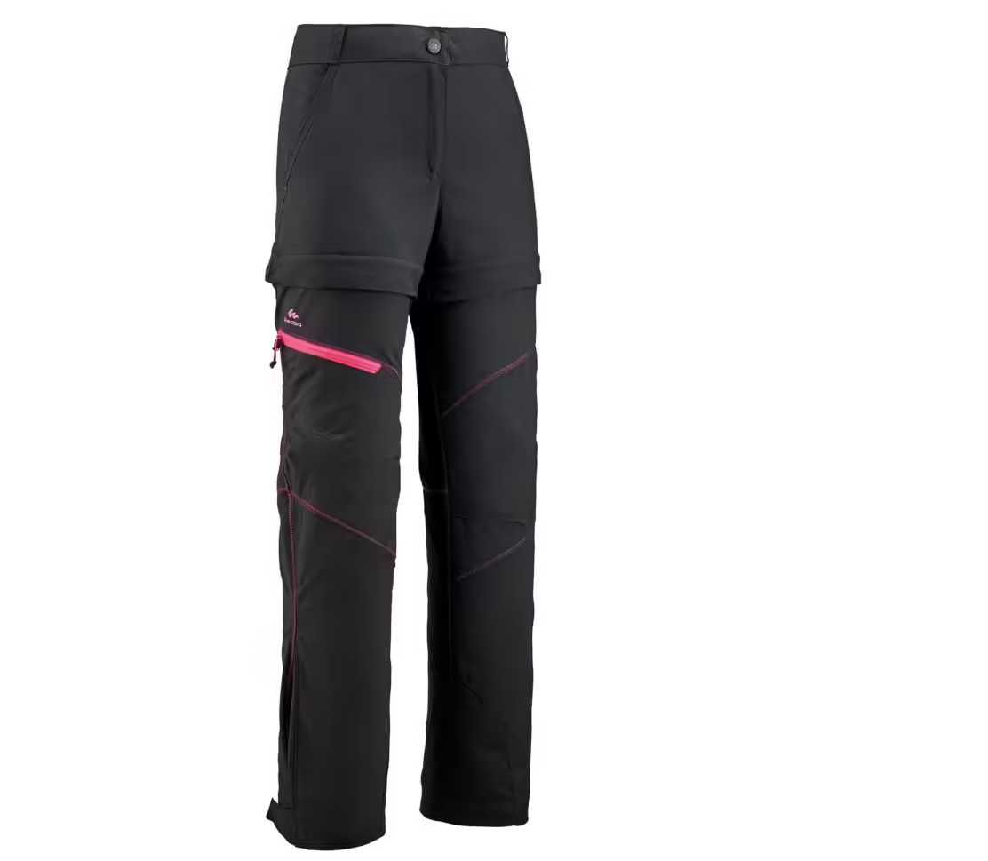 Pantalon Modulabil Drumeție la munte MH500 Negru fete