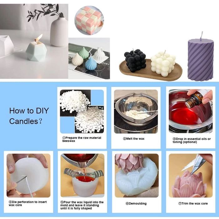 8 бр. форма за свещи, кръгла силиконова