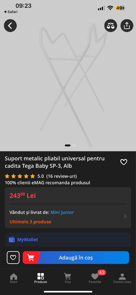 Cădița pentru bebelusi bej + suport