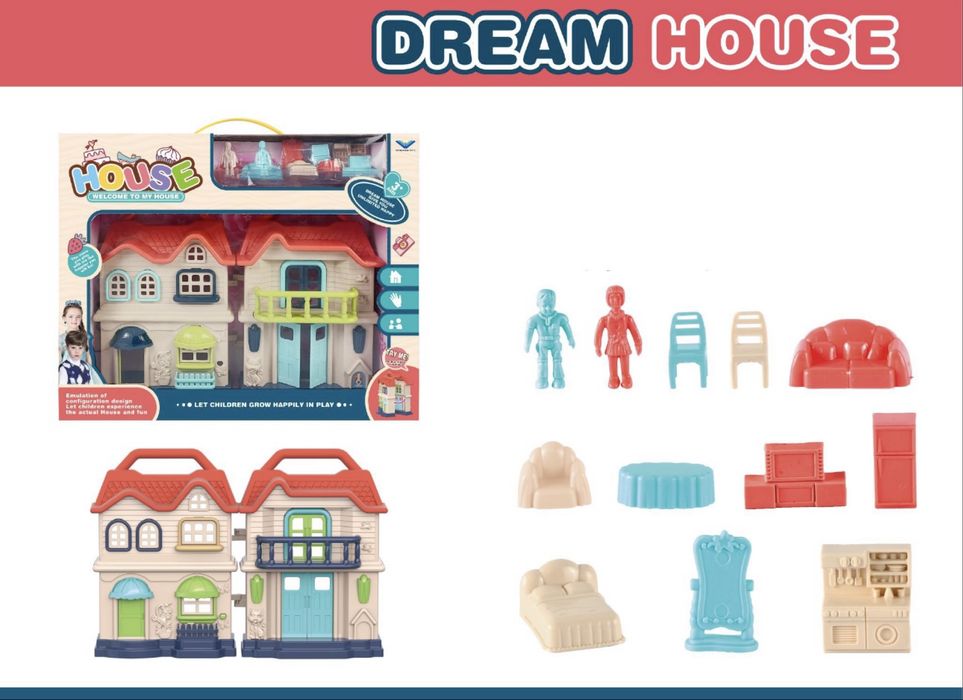 Casuta de papusi Dream House cu mobilier si figurine