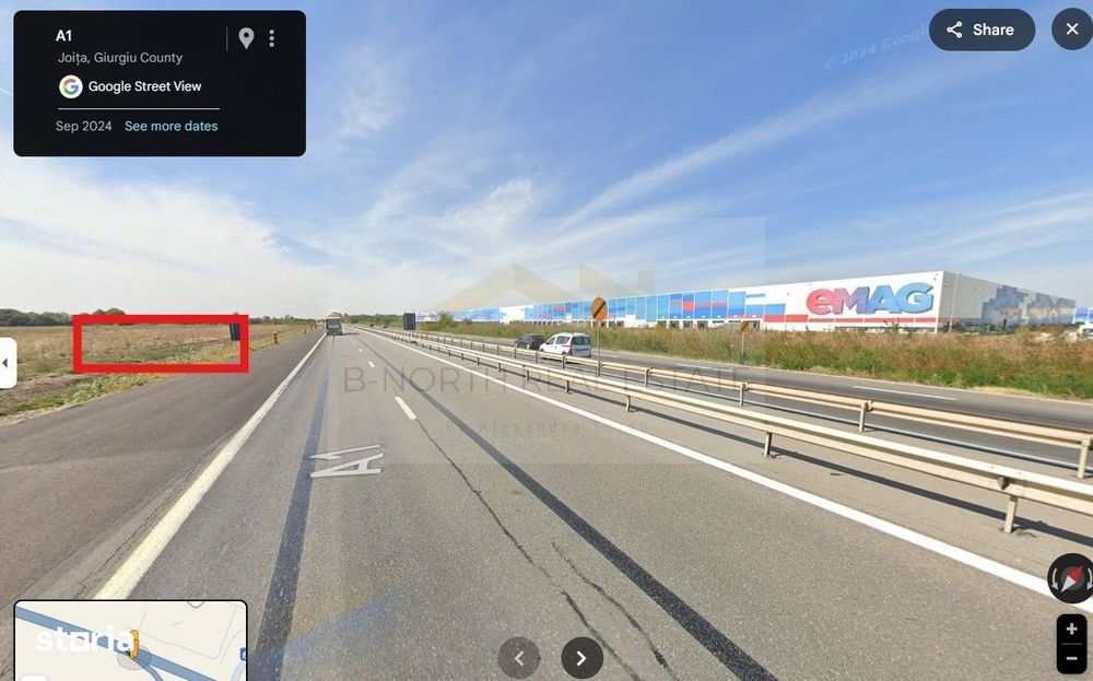 Teren intravilan 1 ha – Ciorogârla, deschidere directă la A1, viz-a-vi