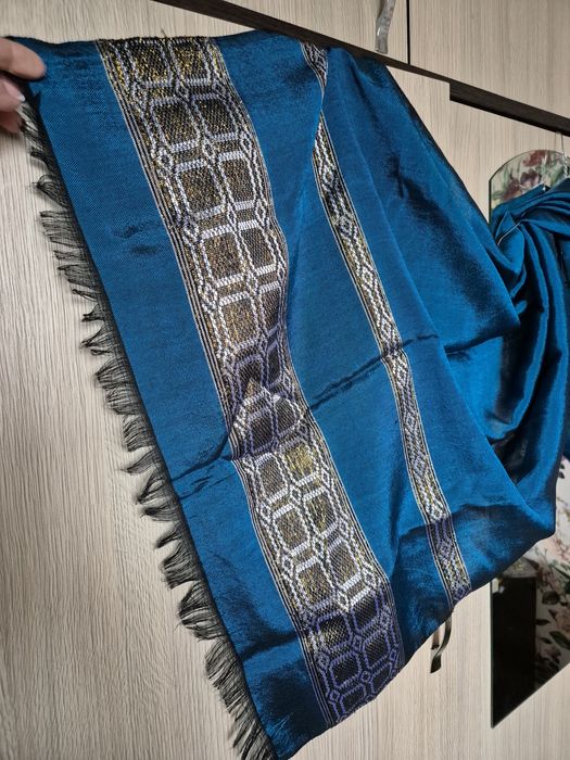 Eșarfă,șal oriental turcoaz din amestec mătase
