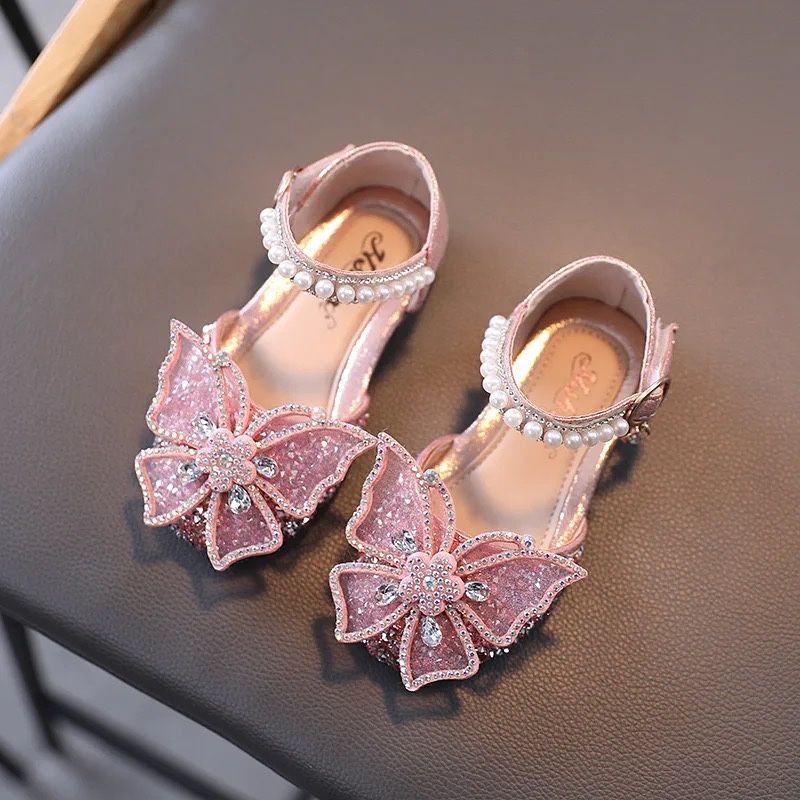 Pantofiori de  printesa Fluturas cu sclipici si perle