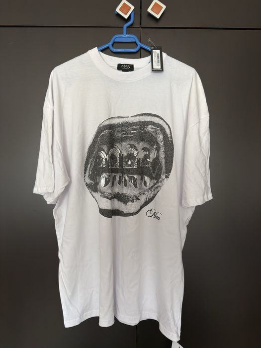 Tricou Alb Oversize cu Model, Barbati, Marimea M