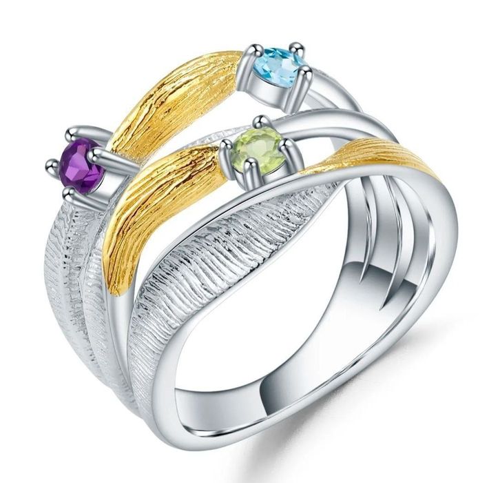 Натуральные камни серебро кольцо Кольцо 
Серебро 925 родировано 
Позол