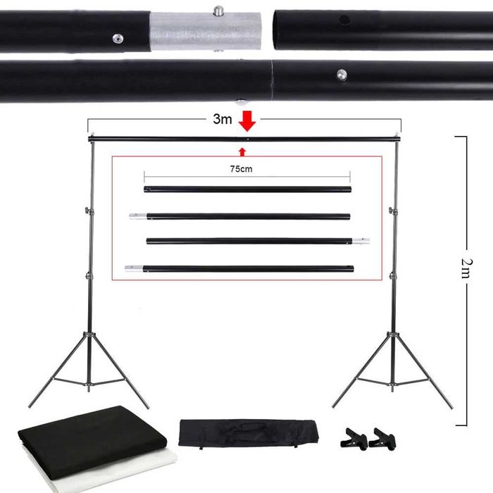 Suport Fundal kit stand, stativ, cabina foto fundal foto alb negru