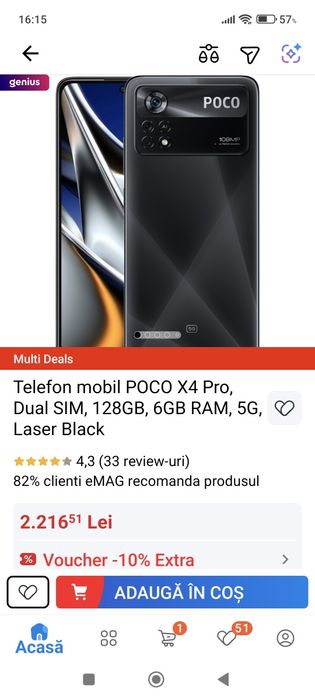 Vând telefon Xiaomi Poco X4 pro 5G pentru piese