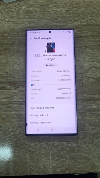 Samsung S22 Ultra — Ideal Holatda! Tezda Olib Qoling!