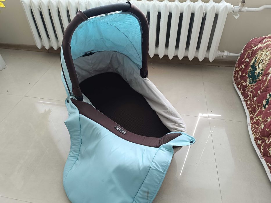 Abc Design - Mamba Aqua/Dark Brown кош за новородено за детска количка
