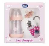 Set biberon, Chicco, Silicon, Albastru sau Roz